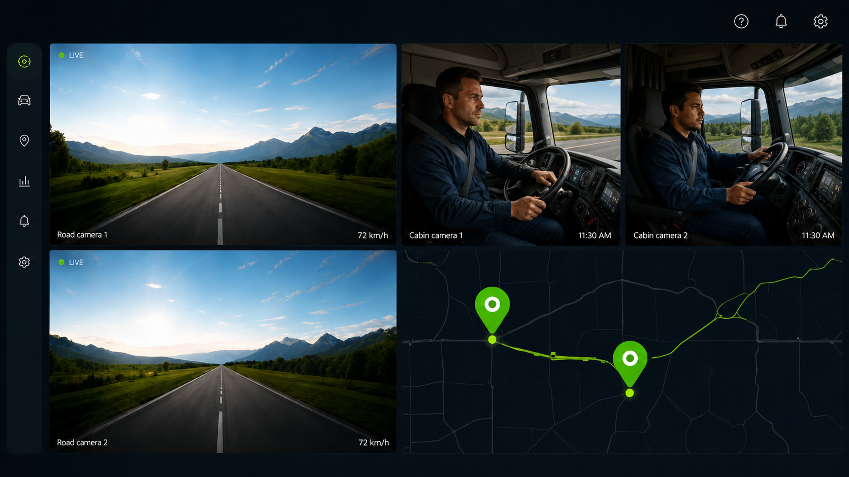 Plataforma de video telemática con vista interior y exterior